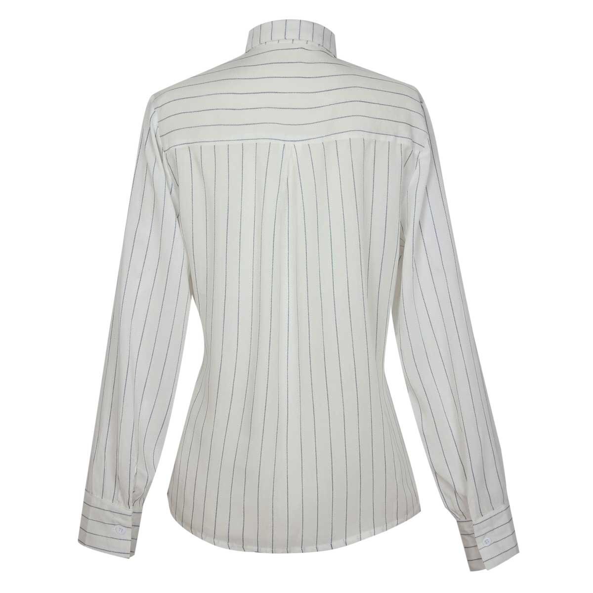 Blusa Manga Larga Cuello Camisero Estampado Rayas Just By Basel