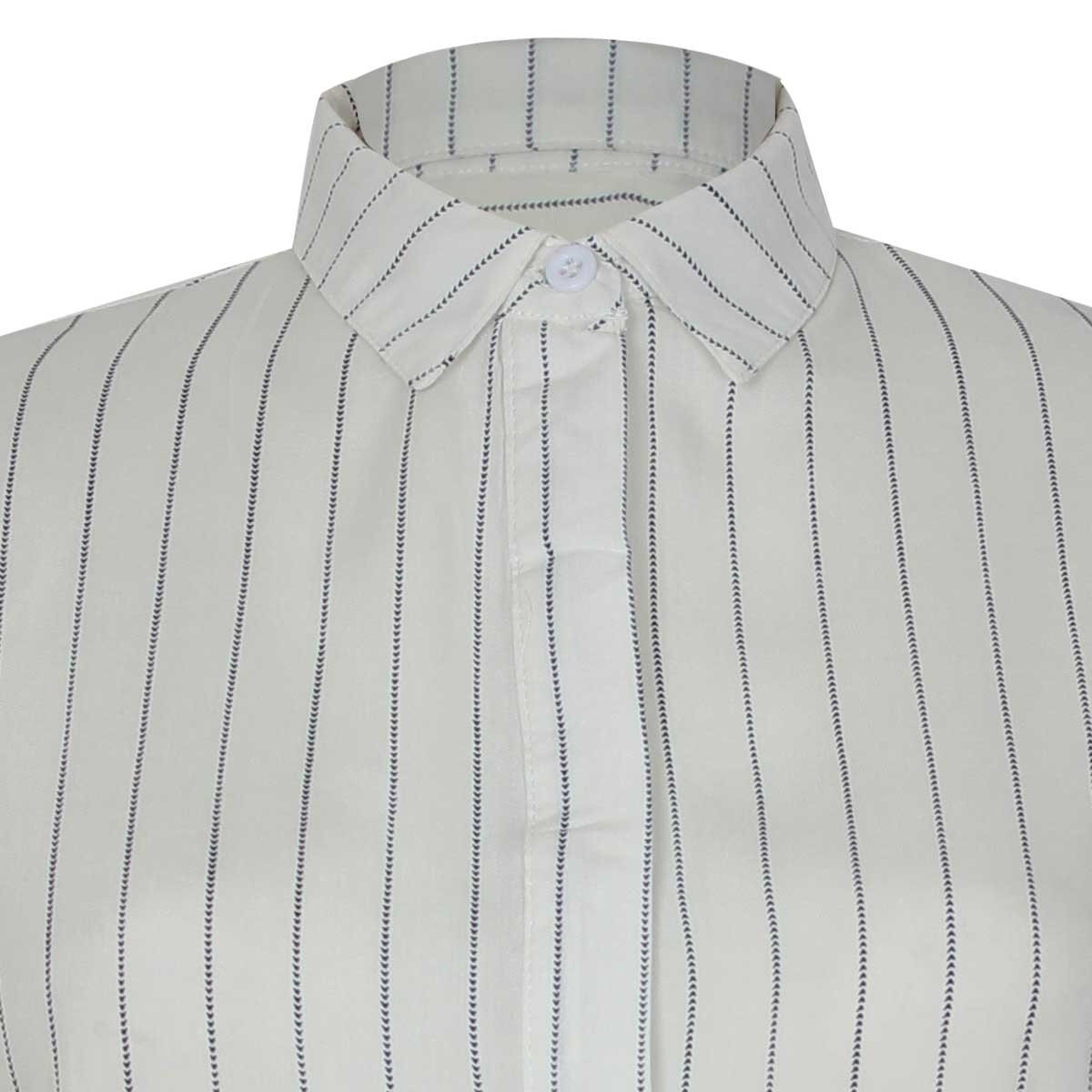 Blusa Manga Larga Cuello Camisero Estampado Rayas Just By Basel