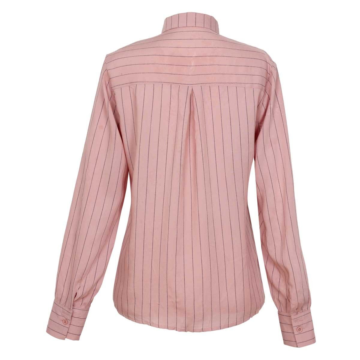 Blusa Manga Larga Cuello Camisero Estampado Rayas Just By Basel