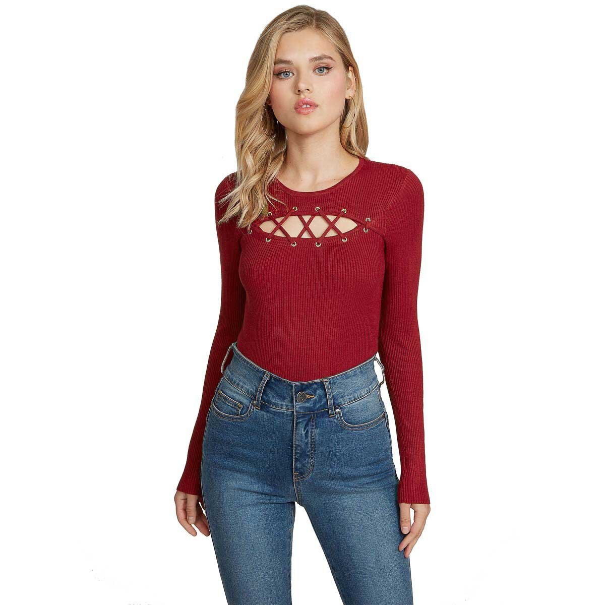 blusa roja manga larga