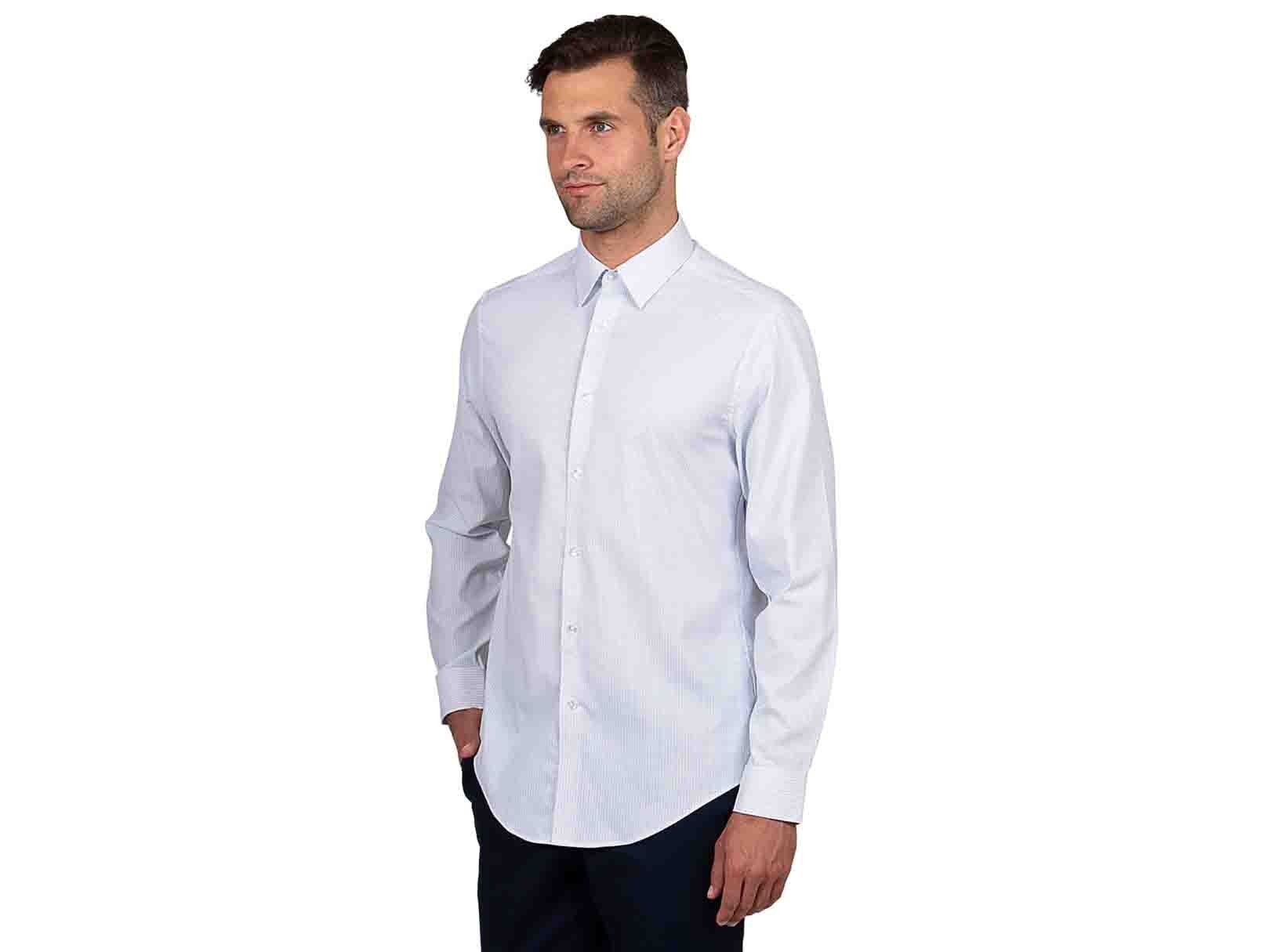 Camisa Cuadro Chico Blanca con Azul Calvin Klein para Caballero