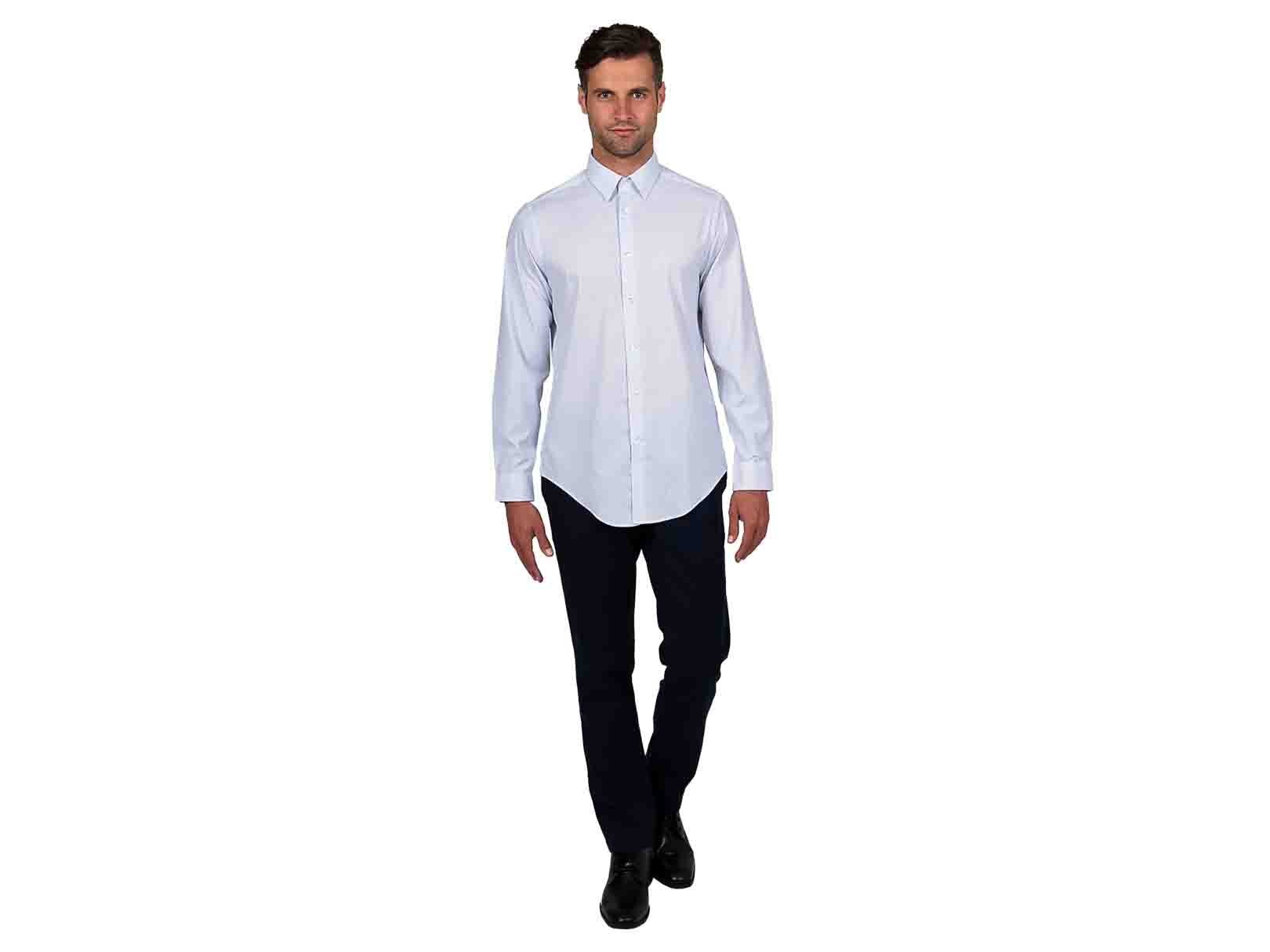 Camisa Cuadro Chico Blanca con Azul Calvin Klein para Caballero