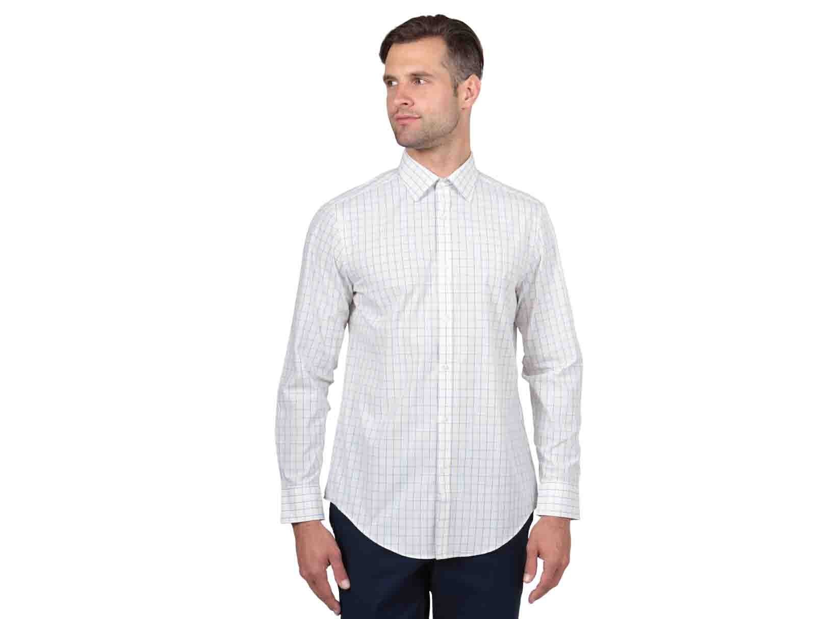 Camisa Cuadro Grande Blanca con Azul Arrow