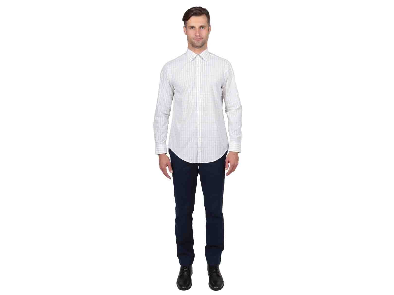 Camisa Cuadro Grande Blanca con Azul Arrow