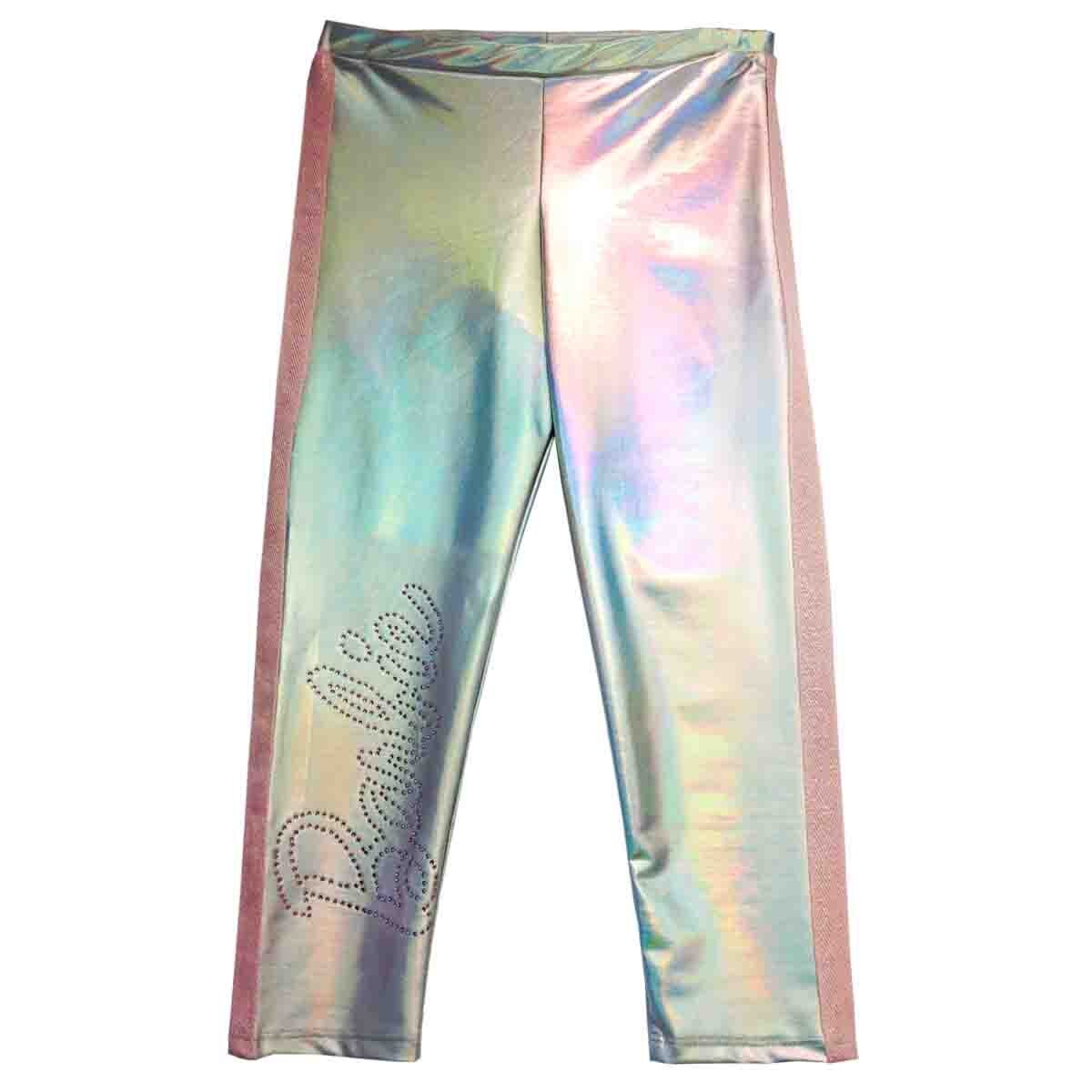 Legging Plata Iridiscente con Aplique Barbie para Niña
