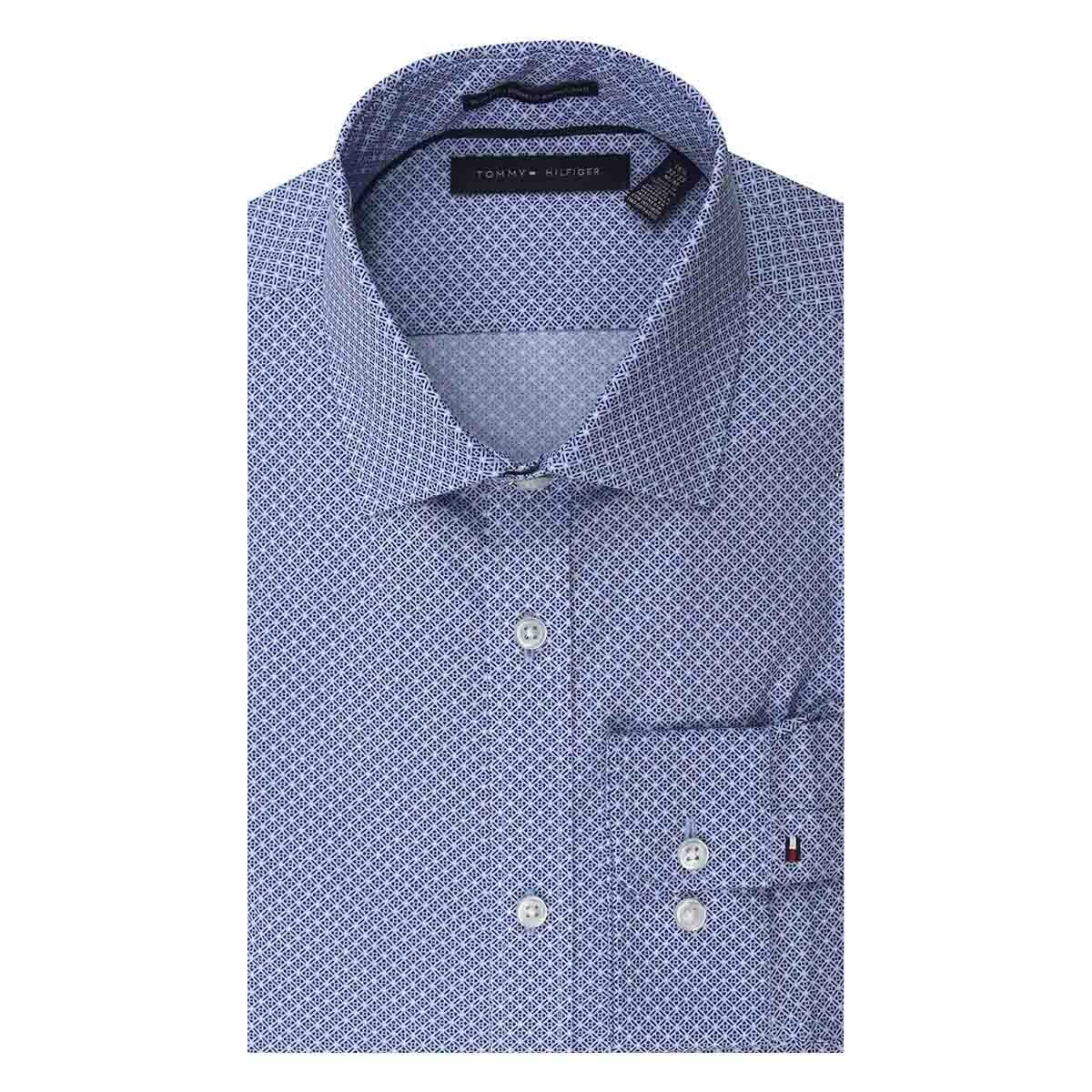 Camisa de Vestir Azul Combinada Slim Tommy Hilfiger