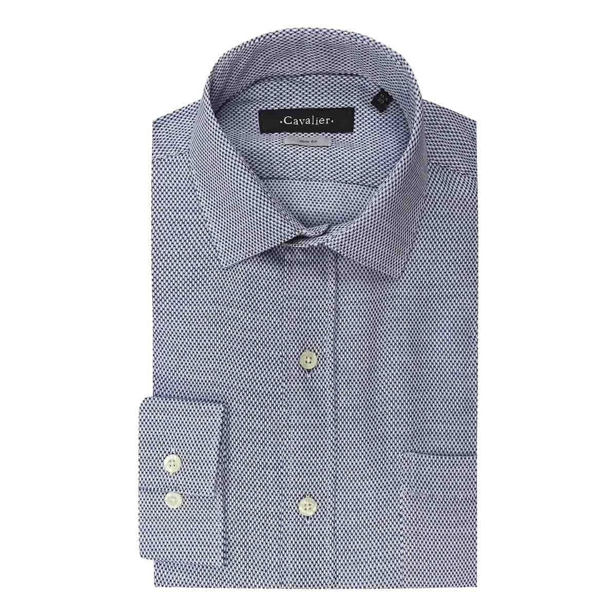 Camisa de Vestir Azul Combinada Slim Cavalier