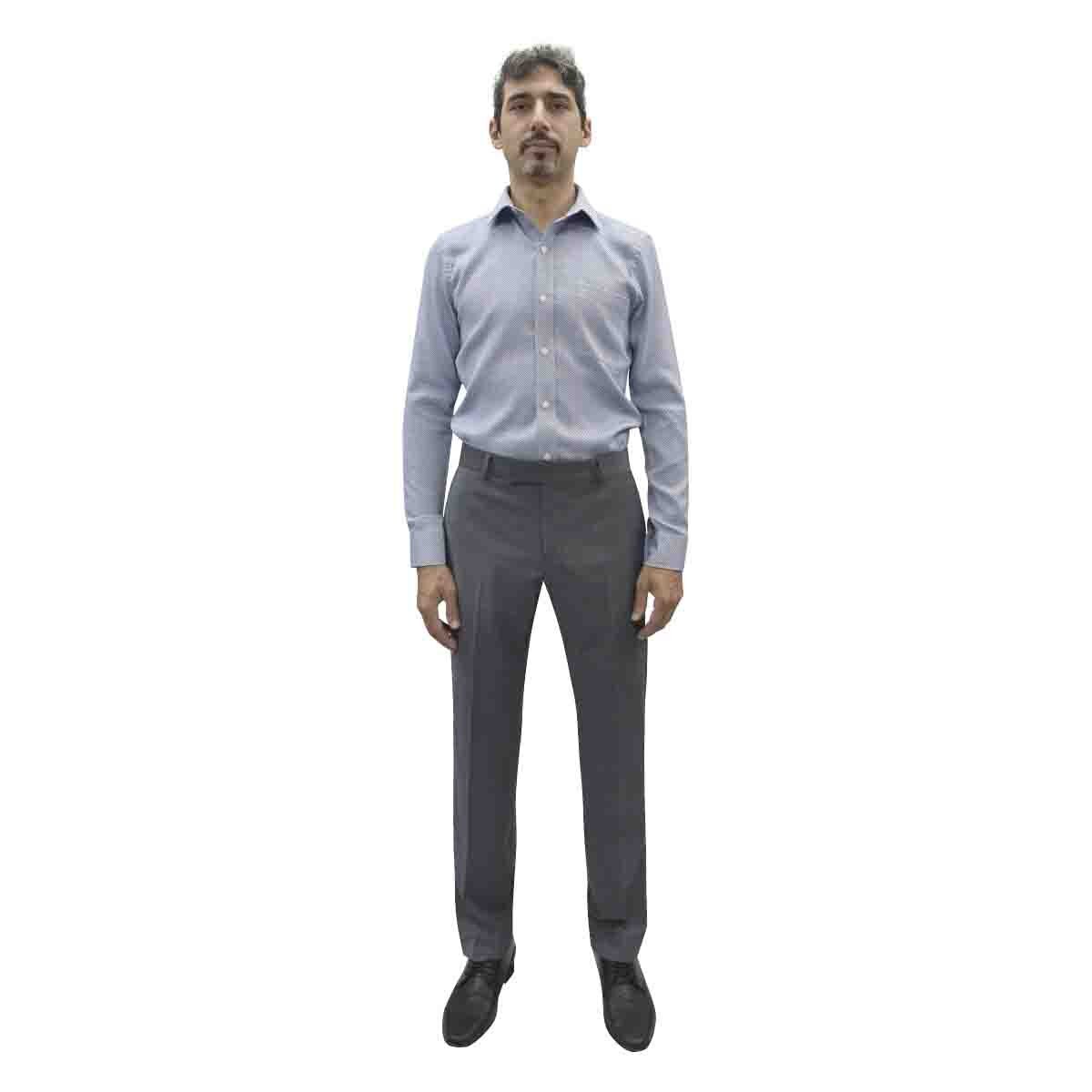 Camisa de Vestir Azul Combinada Slim Cavalier