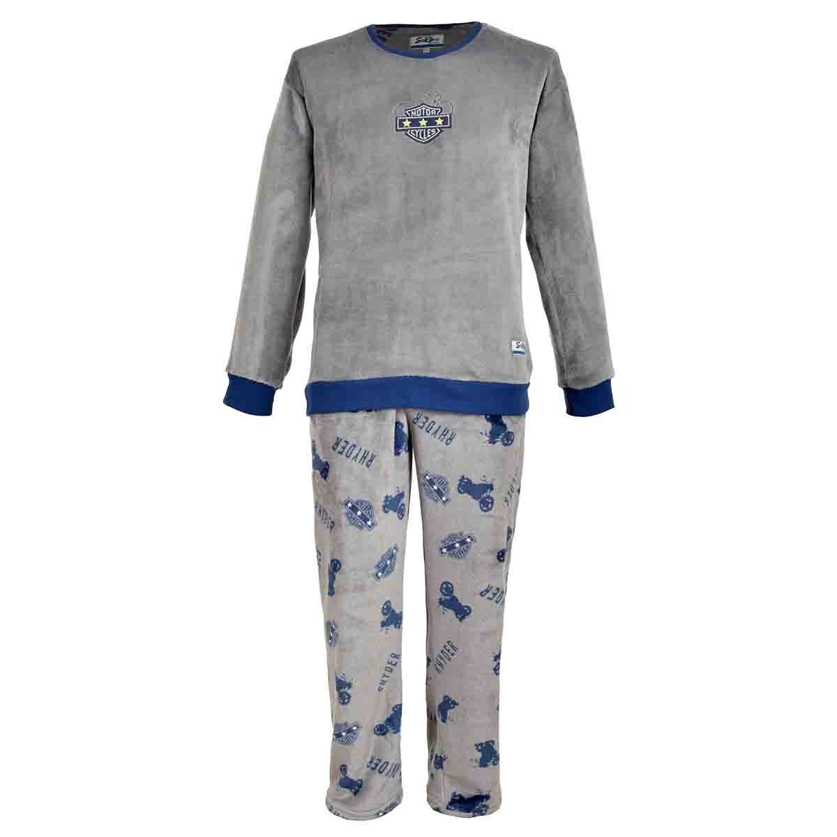 Pijama Manga Larga Gris con Pantalón Largo Flannel Star West