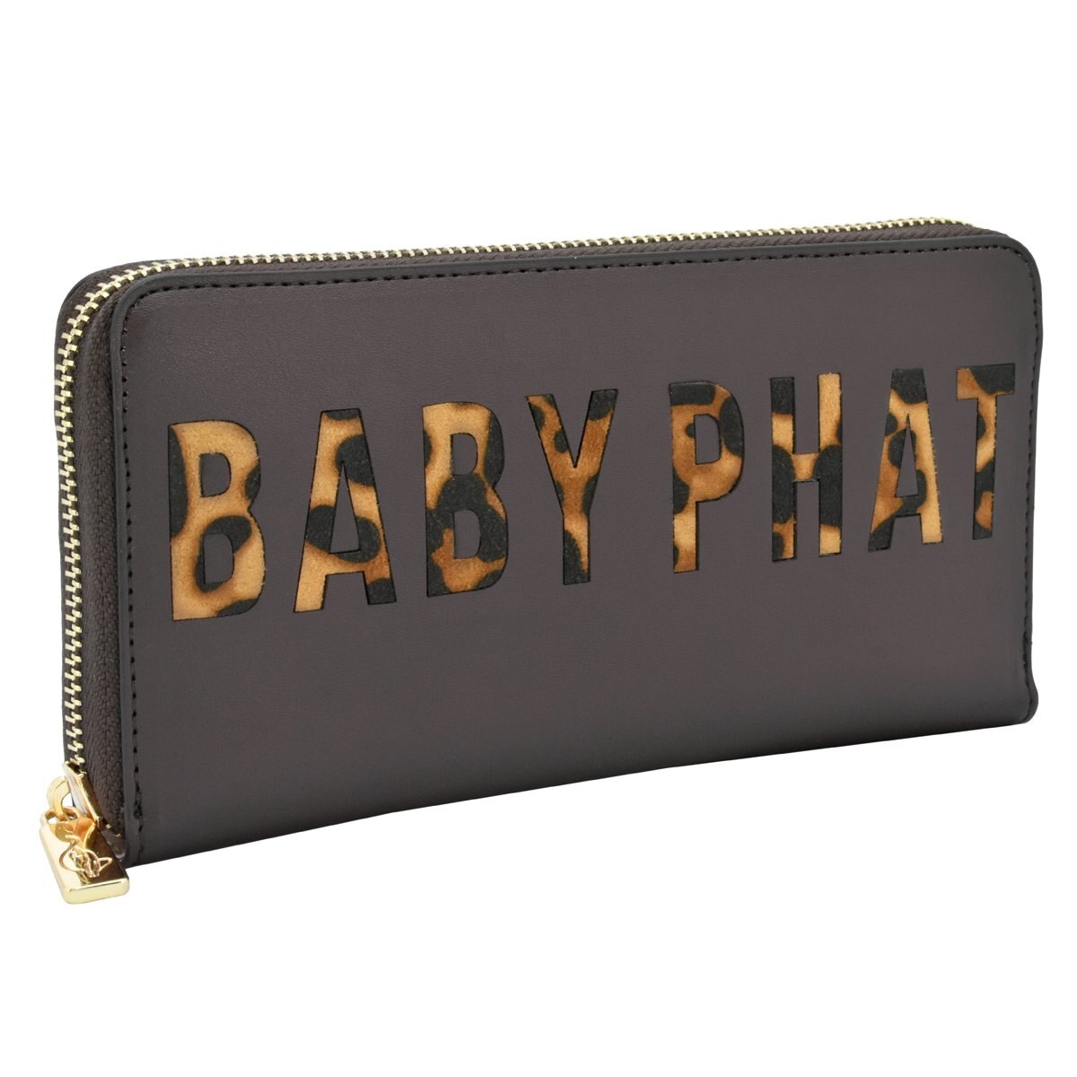 Monedero Café de Cierre con Logo en Animal Print Baby Phat