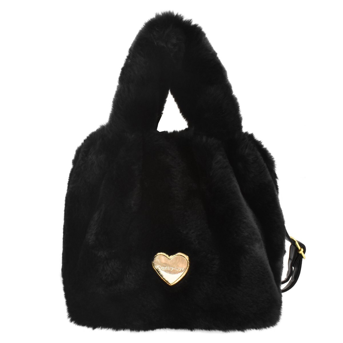 Bolso Hobo Negro con Textura de Peluche Carito Lov