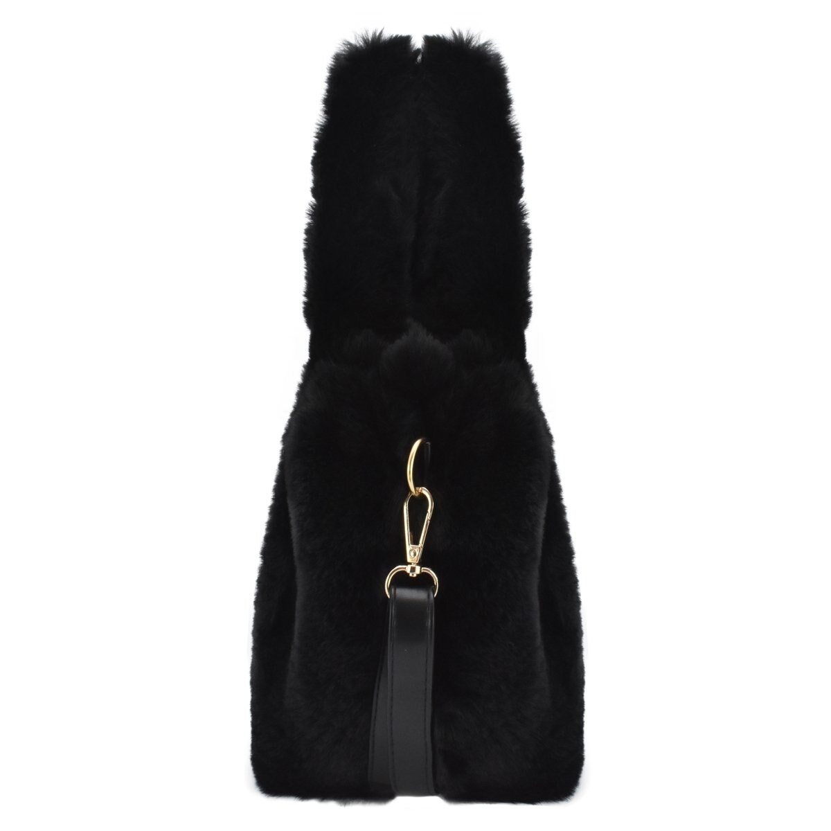 Bolso Hobo Negro con Textura de Peluche Carito Lov