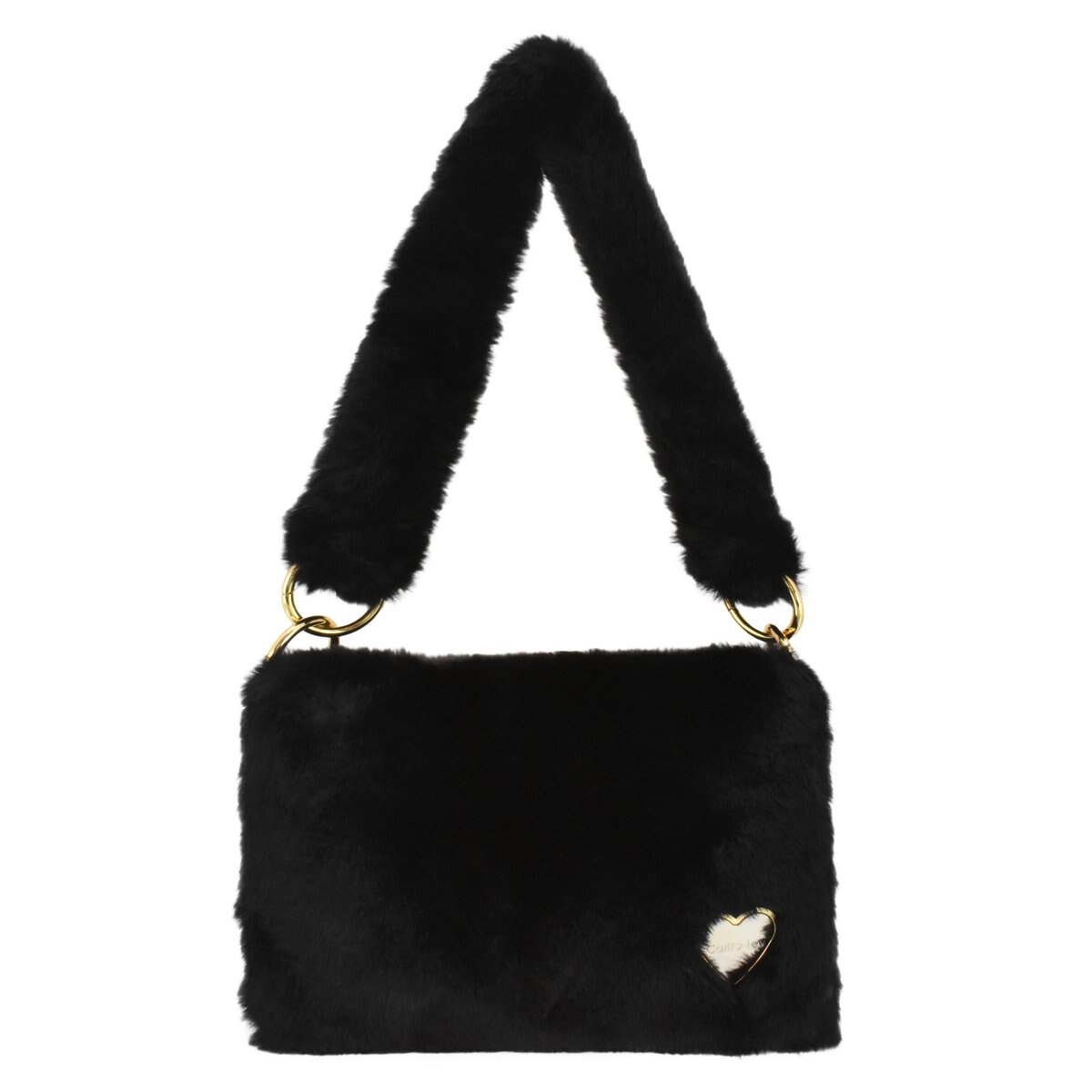 Bolso Crossbody Negro con Textura de Peluche Carito Lov