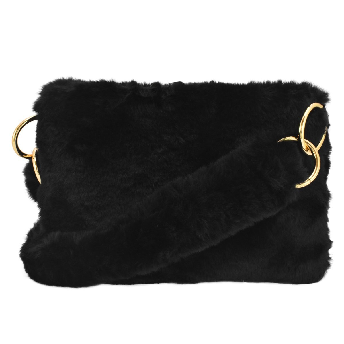 Bolso Crossbody Negro con Textura de Peluche Carito Lov