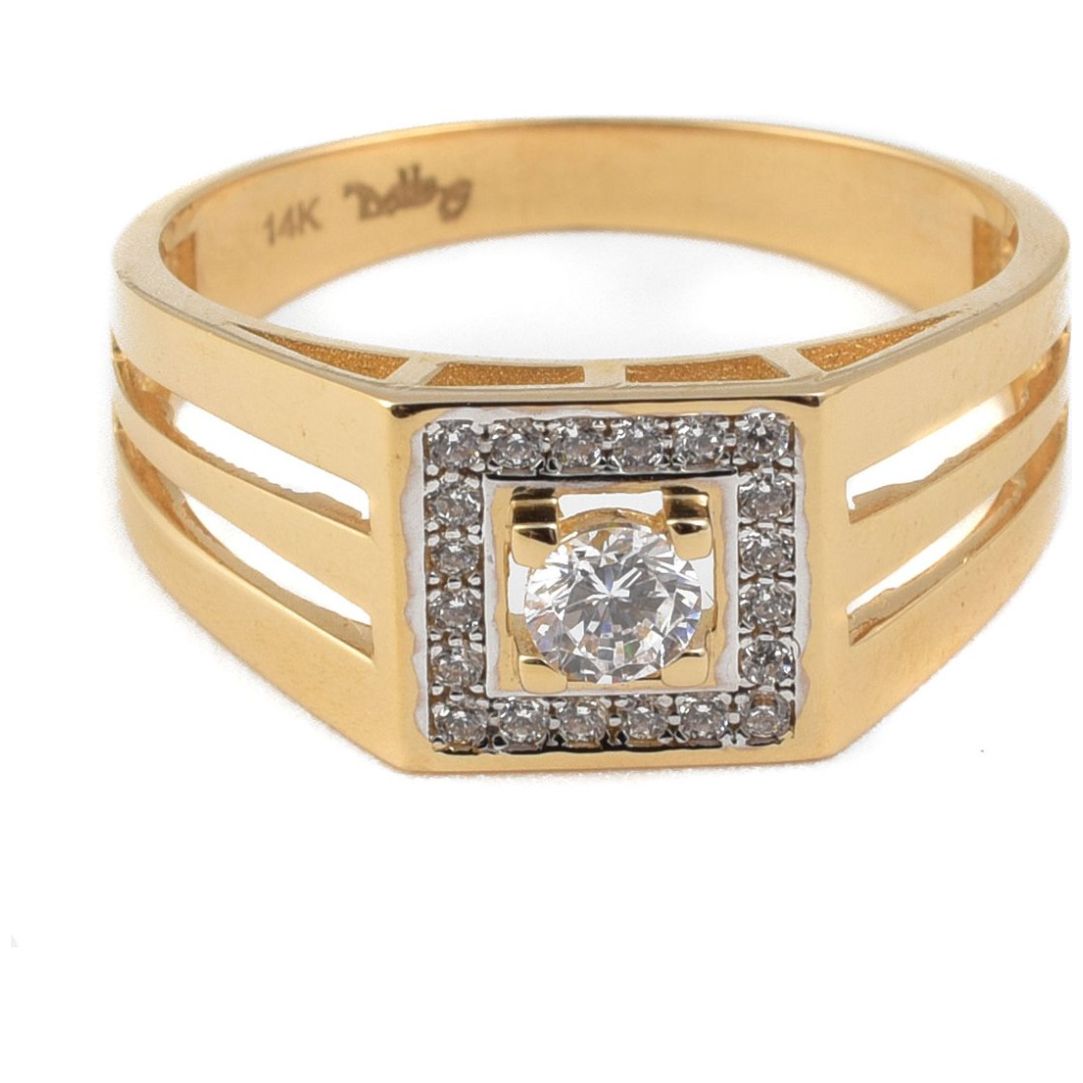 Anillo Caballero Acabado Dorado con Zirconias Dobleo