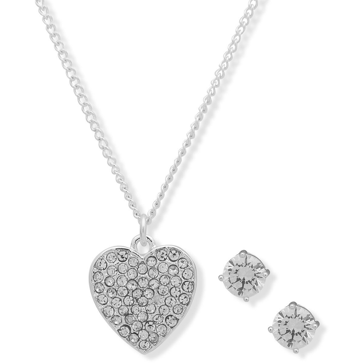 Set Collar y Aretes de Acero Plateado Nine West