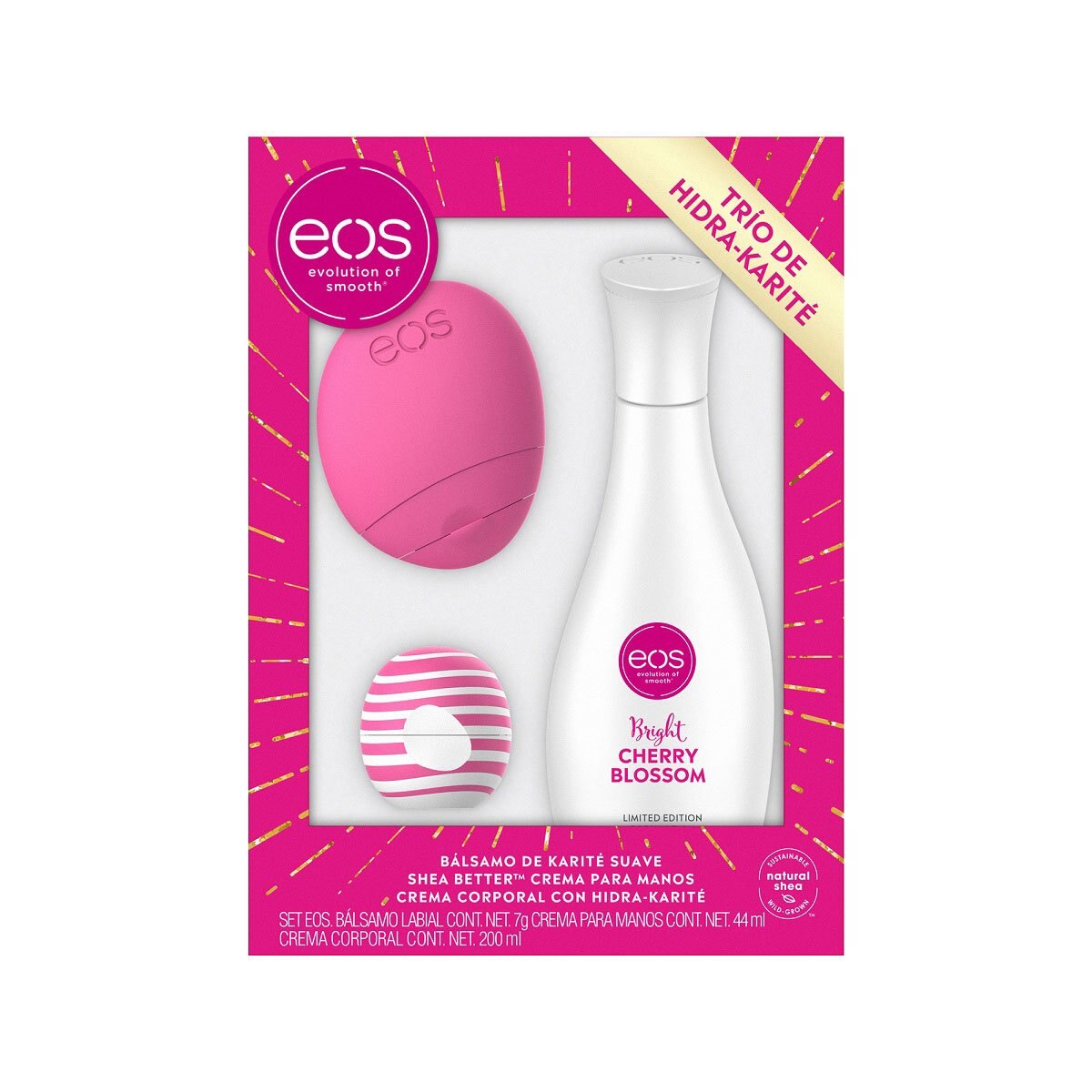 Set Loción Corporal Crema Manos y Bálsamo Labial Cereza Eos image number 0