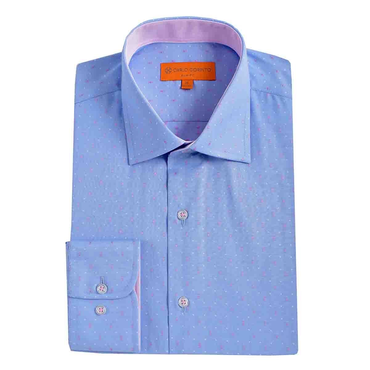 Camisa de Vestir Slim Fit Azul Secf-0719 Carlo Corinto