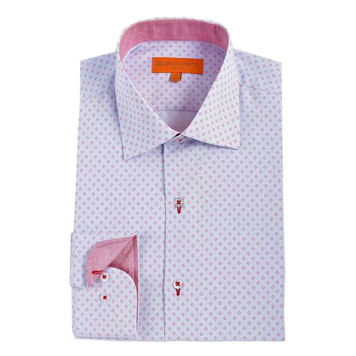Camisa de Vestir Slim Fit Azul Combinado Secf-0719 Carlo Corinto