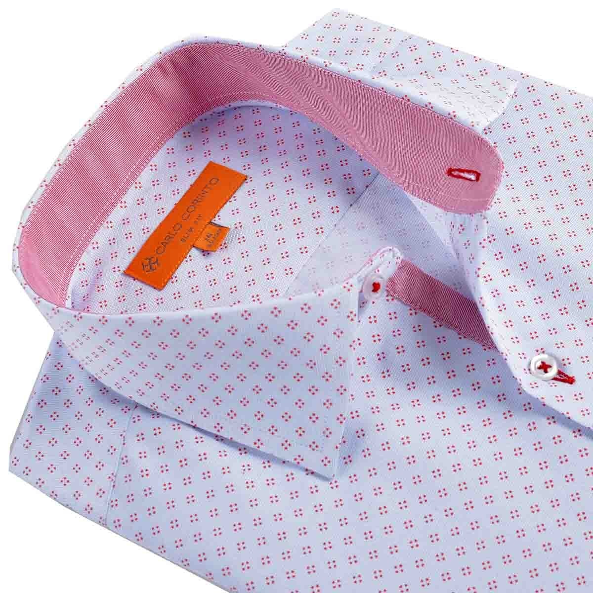 Camisa de Vestir Slim Fit Azul Combinado Secf-0719 Carlo Corinto