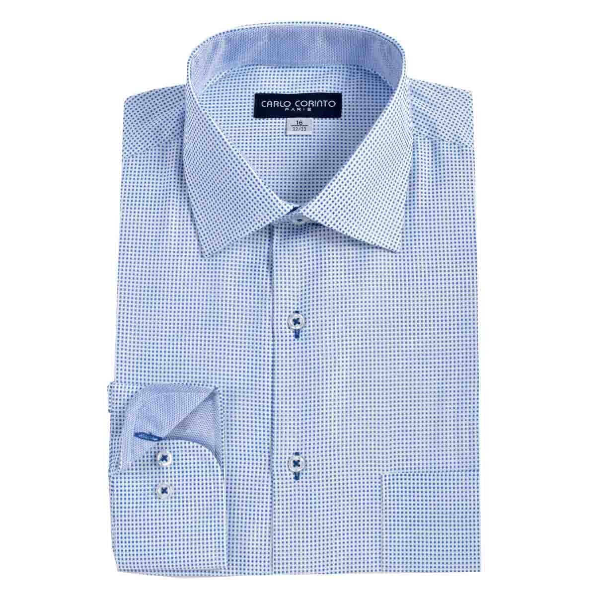 Camisa de Vestir Tradicional Azul Secf 07 Carlo Corinto