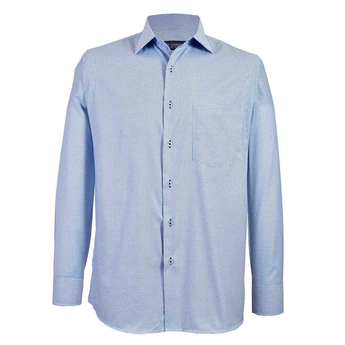 Camisa de Vestir Tradicional Azul Secf 07 Carlo Corinto