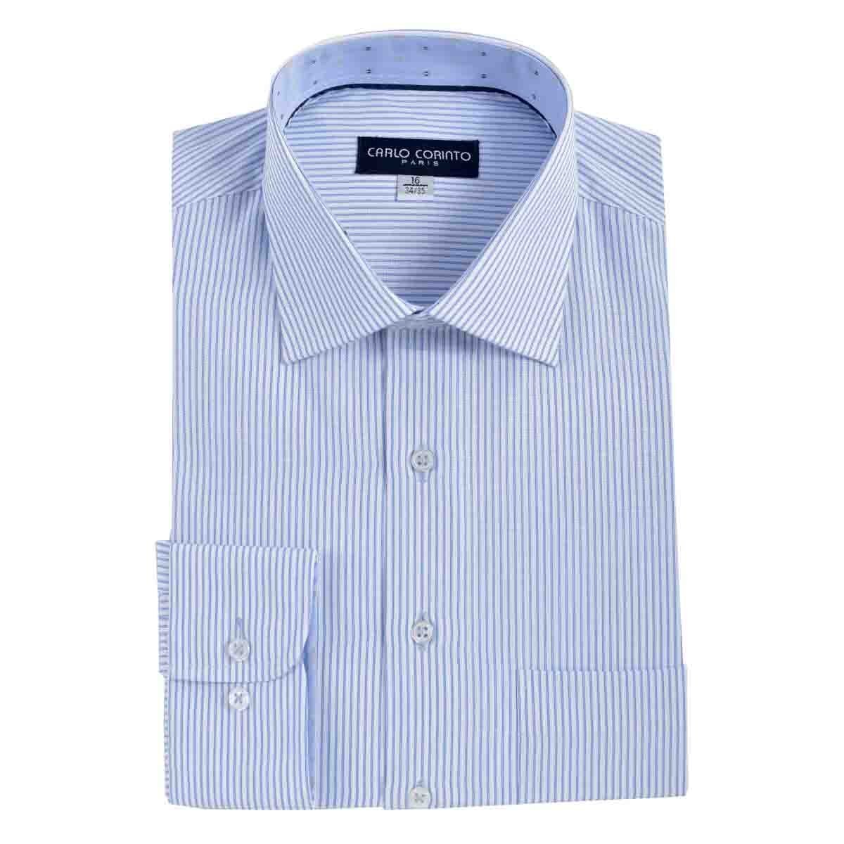 Camisa de Vestir Tradicional Azul Secf 07 Carlo Corinto