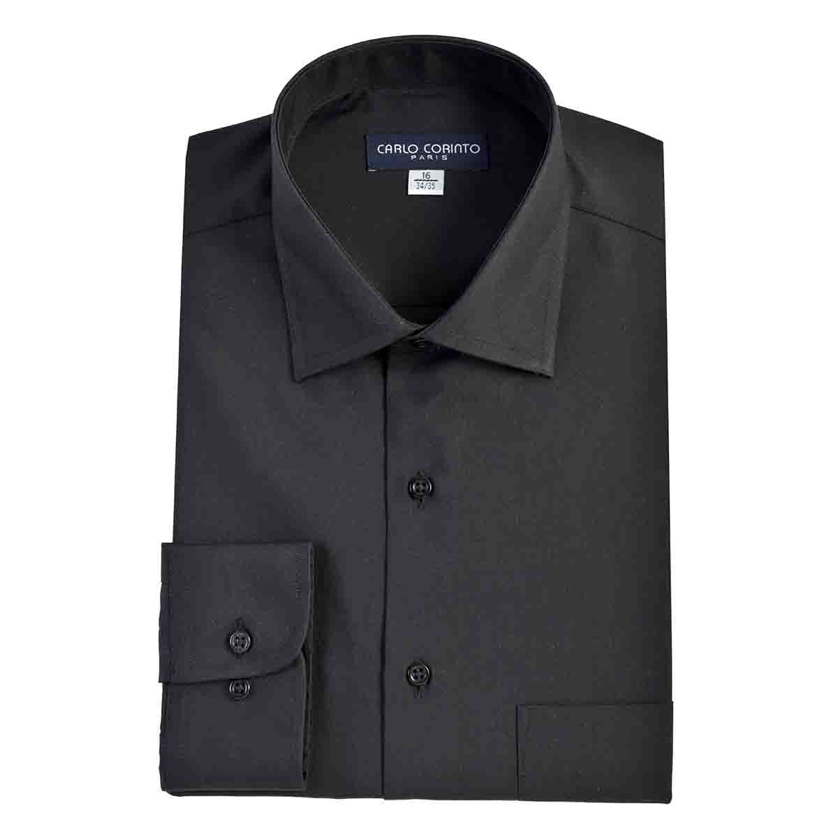 Camisa de Vestir Tradicional Negro Secf 08 Carlo Corinto