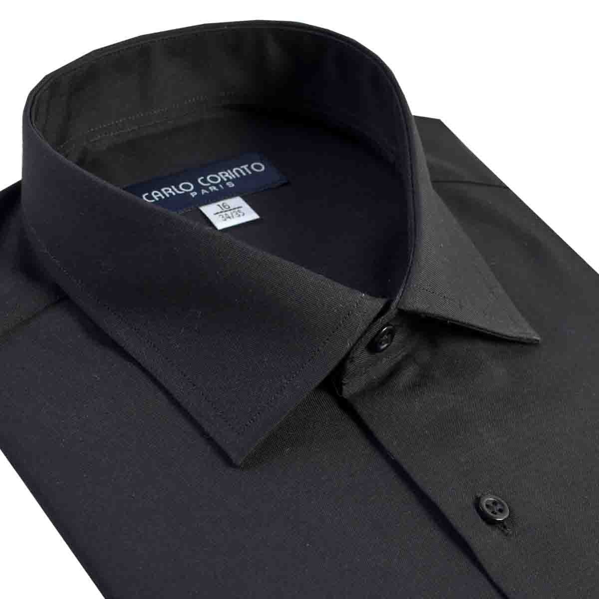 Camisa de Vestir Tradicional Negro Secf 08 Carlo Corinto