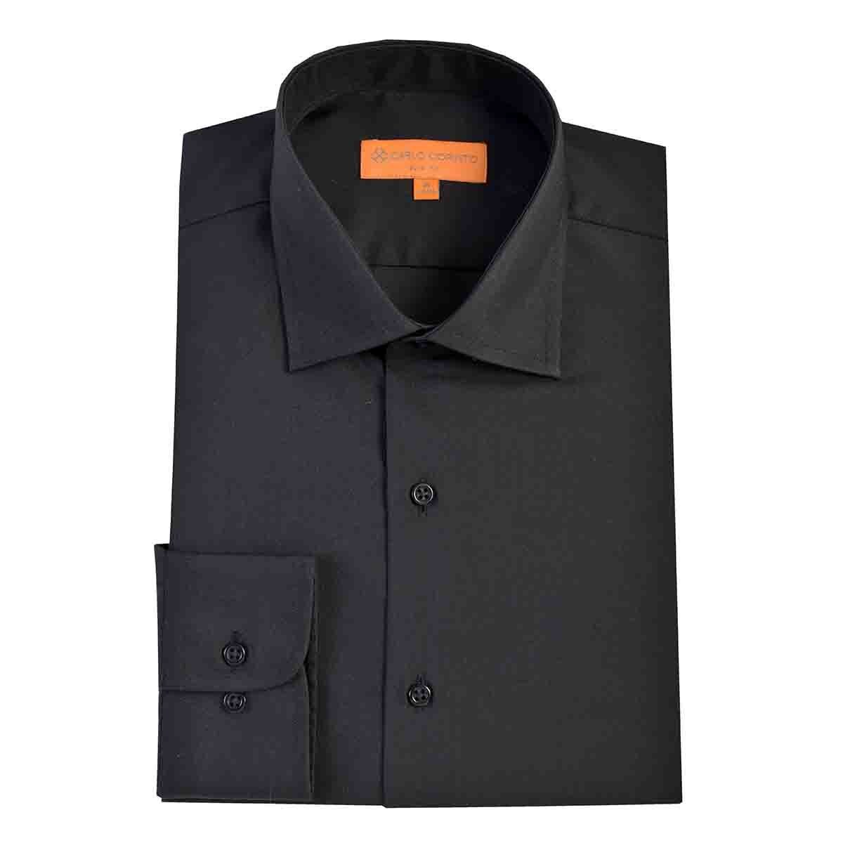 Camisa de Vestir Slim Fit Negra Carlo Corinto