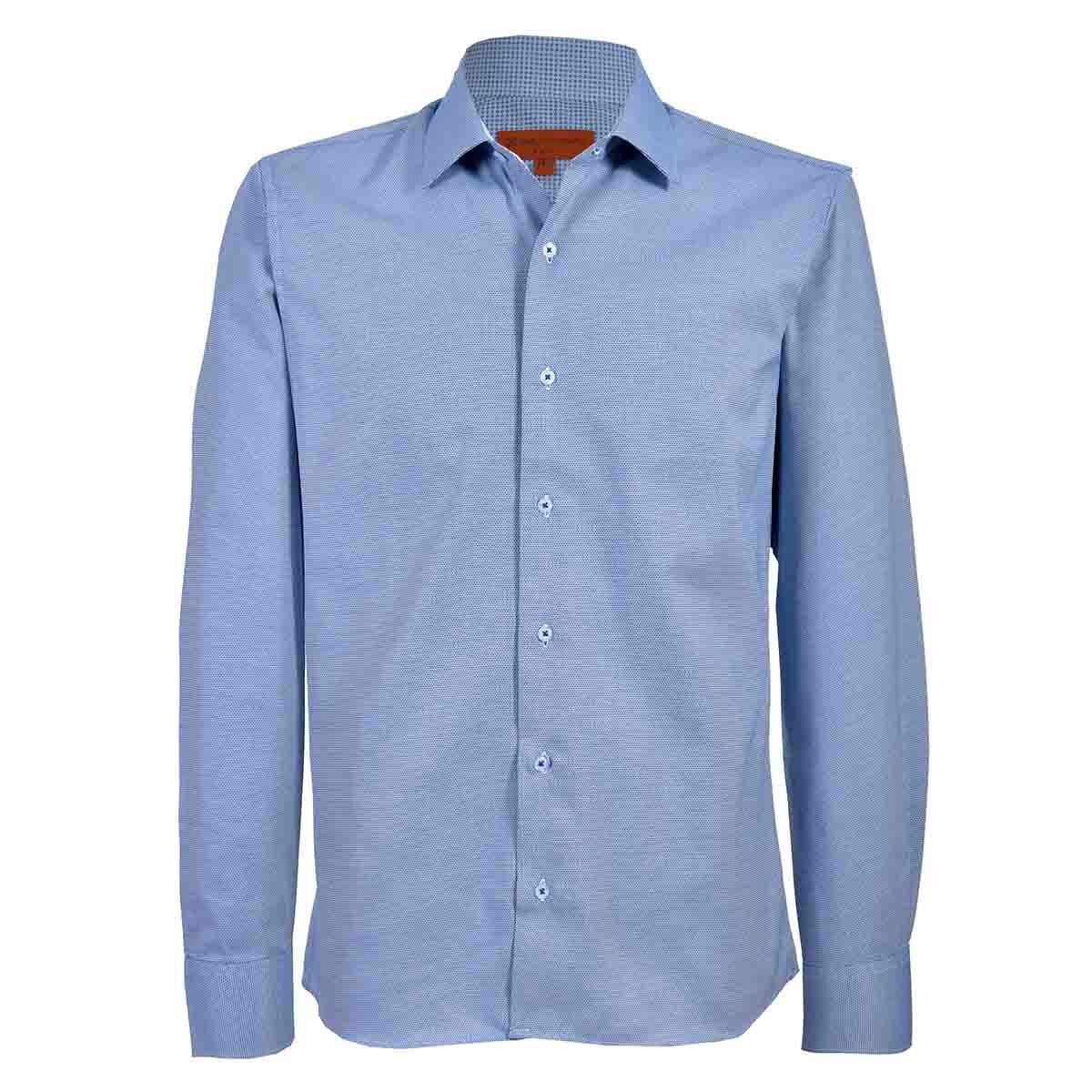 Camisa Vestir Slim Fit Azul Combinado Carlo Corinto Alpes08F19 para Caballero
