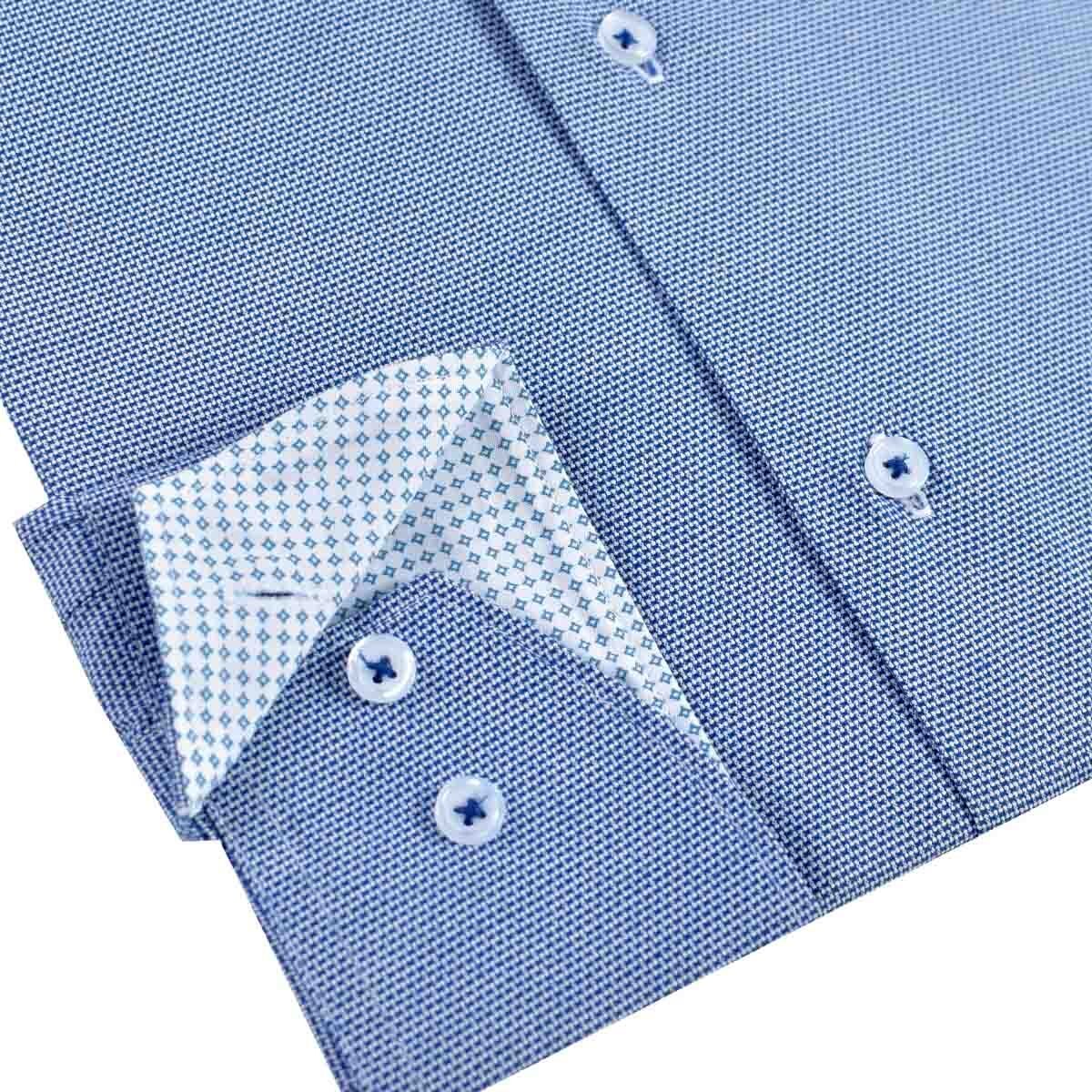 Camisa Vestir Slim Fit Azul Combinado Carlo Corinto Alpes08F19 para Caballero