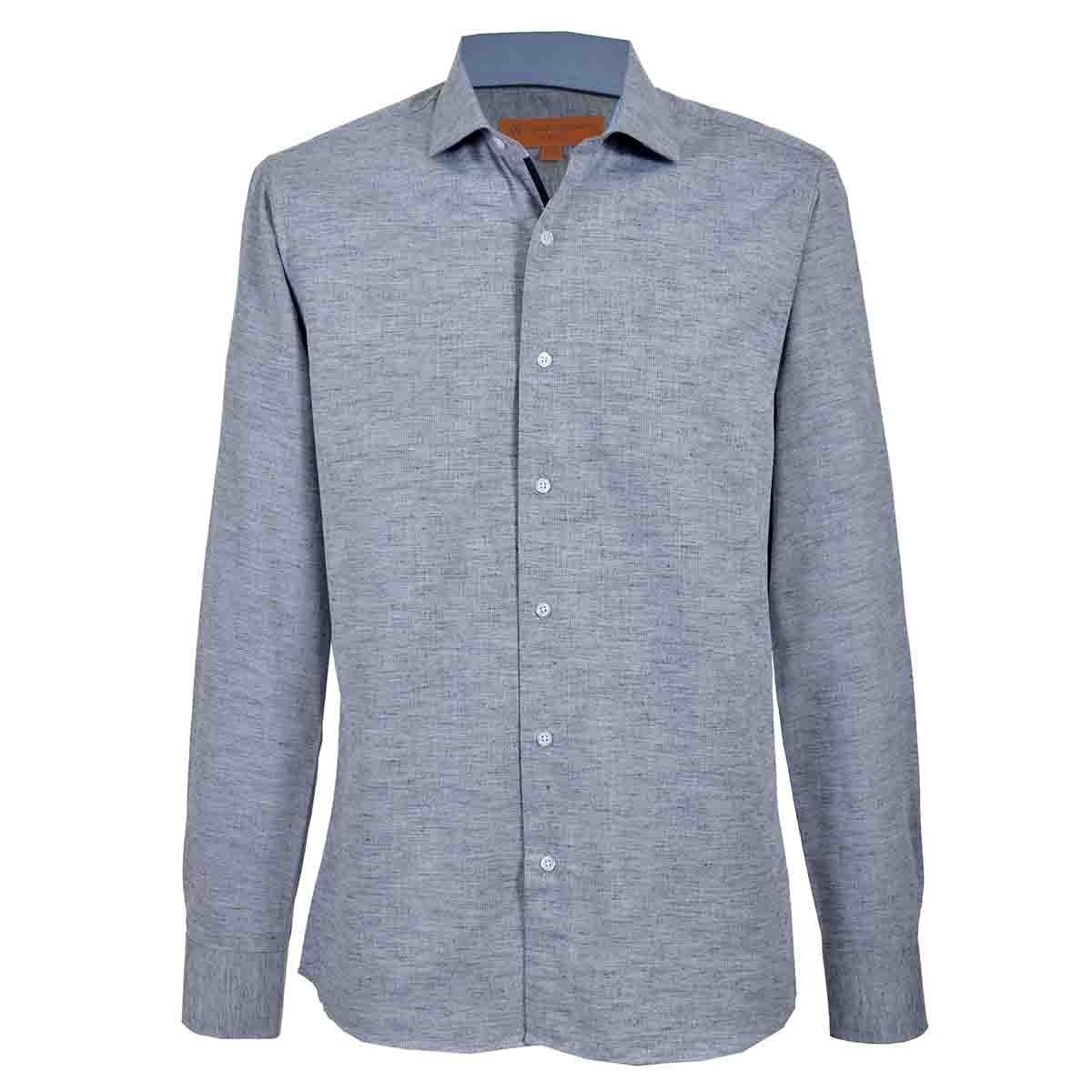 Camisa Vestir Slim Fit Gris Combinado Carlo Corinto H2O08F19