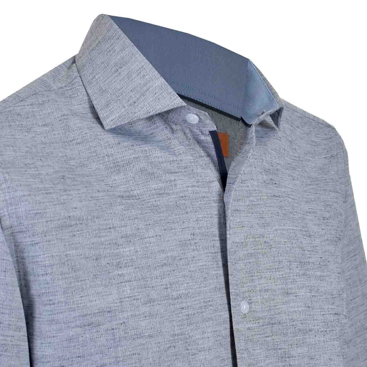Camisa Vestir Slim Fit Gris Combinado Carlo Corinto H2O08F19
