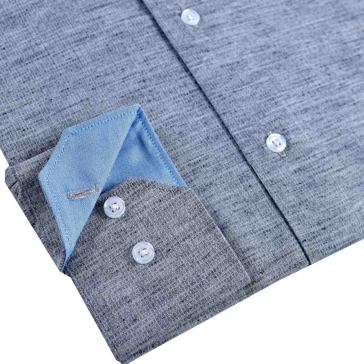 Camisa Vestir Slim Fit Gris Combinado Carlo Corinto H2O08F19