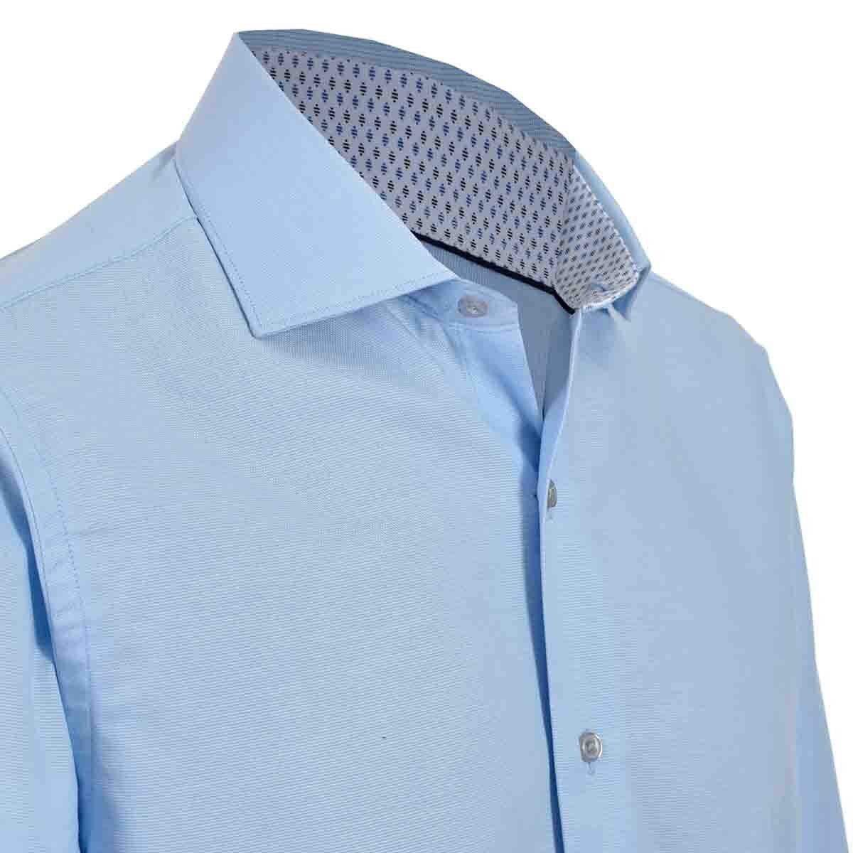 Camisa Vestir Slim Fit Azul Carlo Corinto