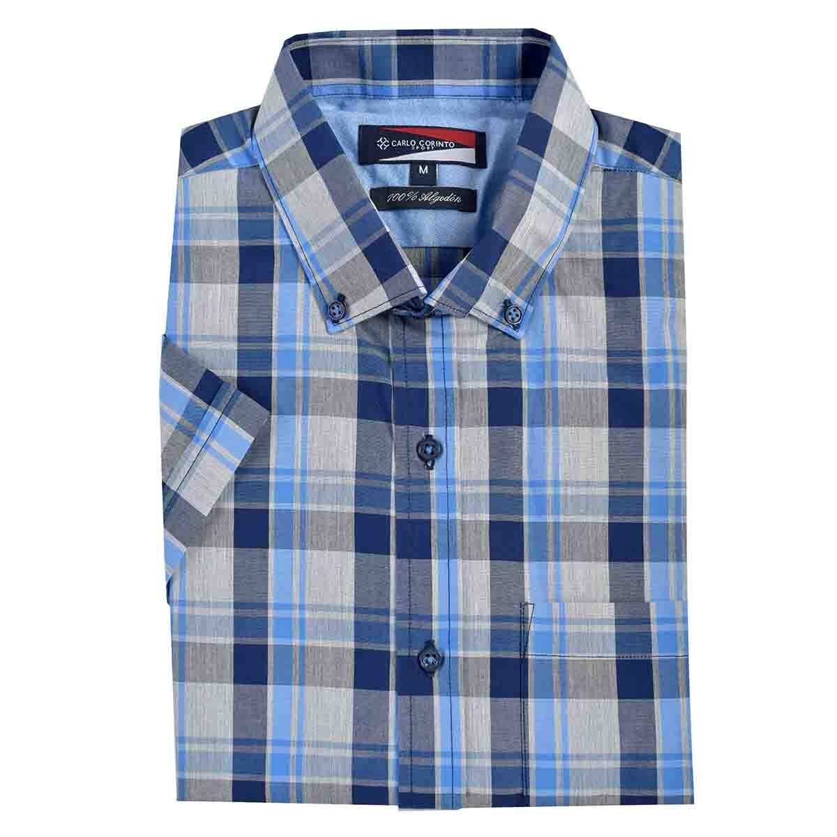 Camisa Casual Manga Corta Regular Figo Blue0 Carlo Corinto