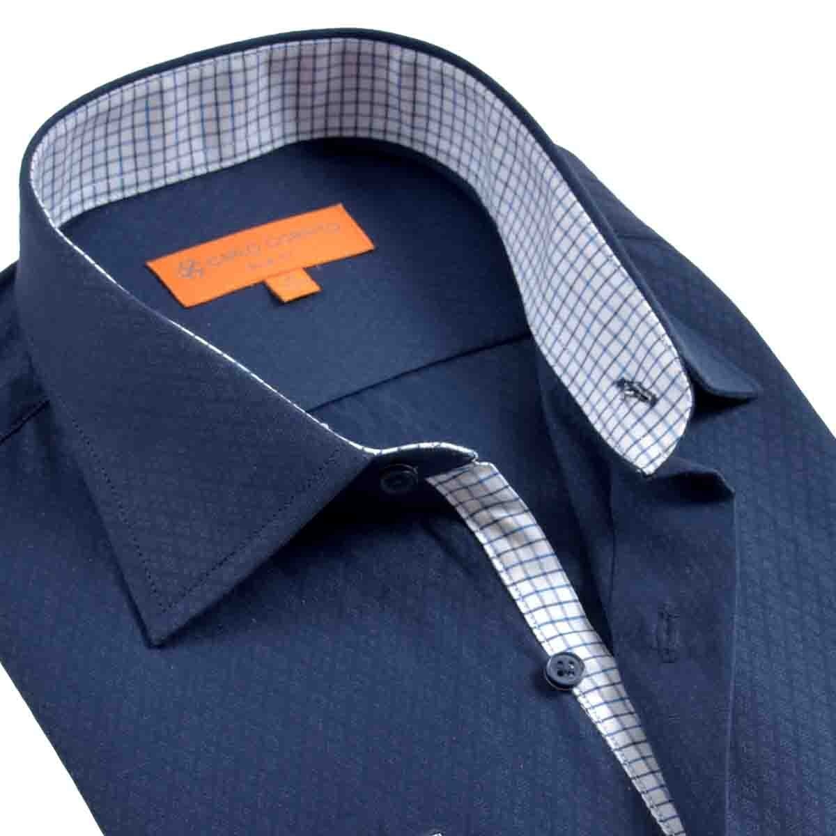 Camisa de Vestir Slim Fit Azul Obscuro Secf-0719 Carlo Corinto para Caballero