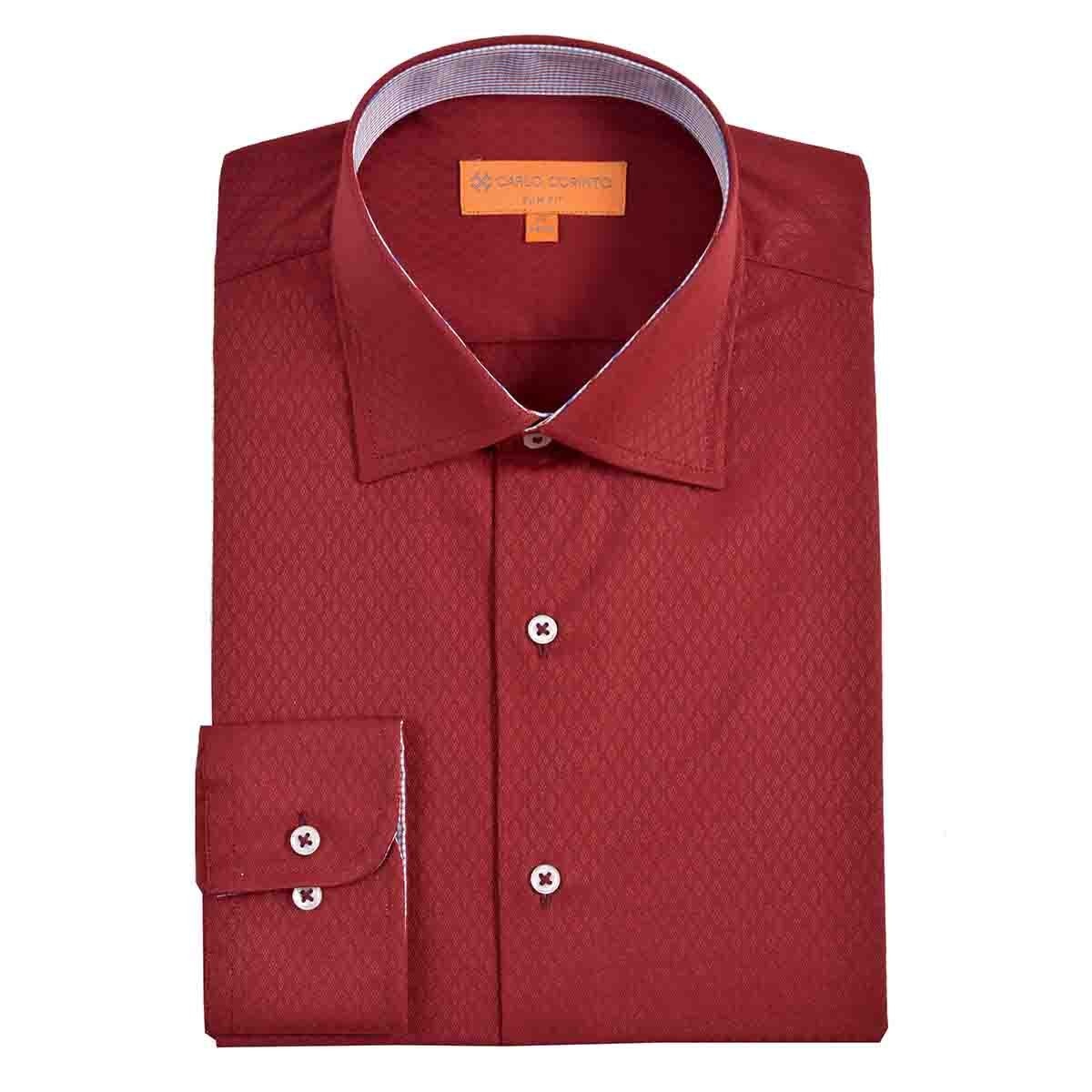 Camisa de Vestir Slim Fit Rojo Secf-0719 Carlo Corinto