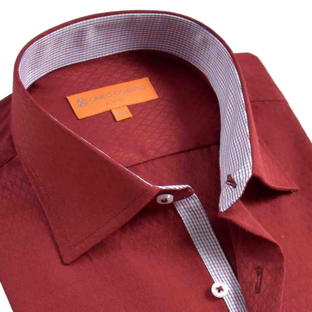 Camisa de Vestir Slim Fit Rojo Secf-0719 Carlo Corinto