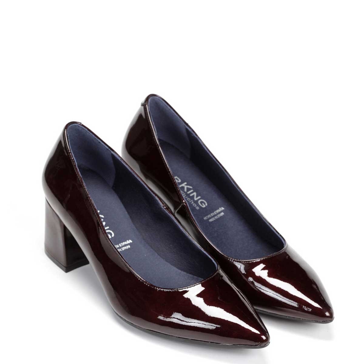 Zapatilla Puntal Vino con Tacón Dorking
