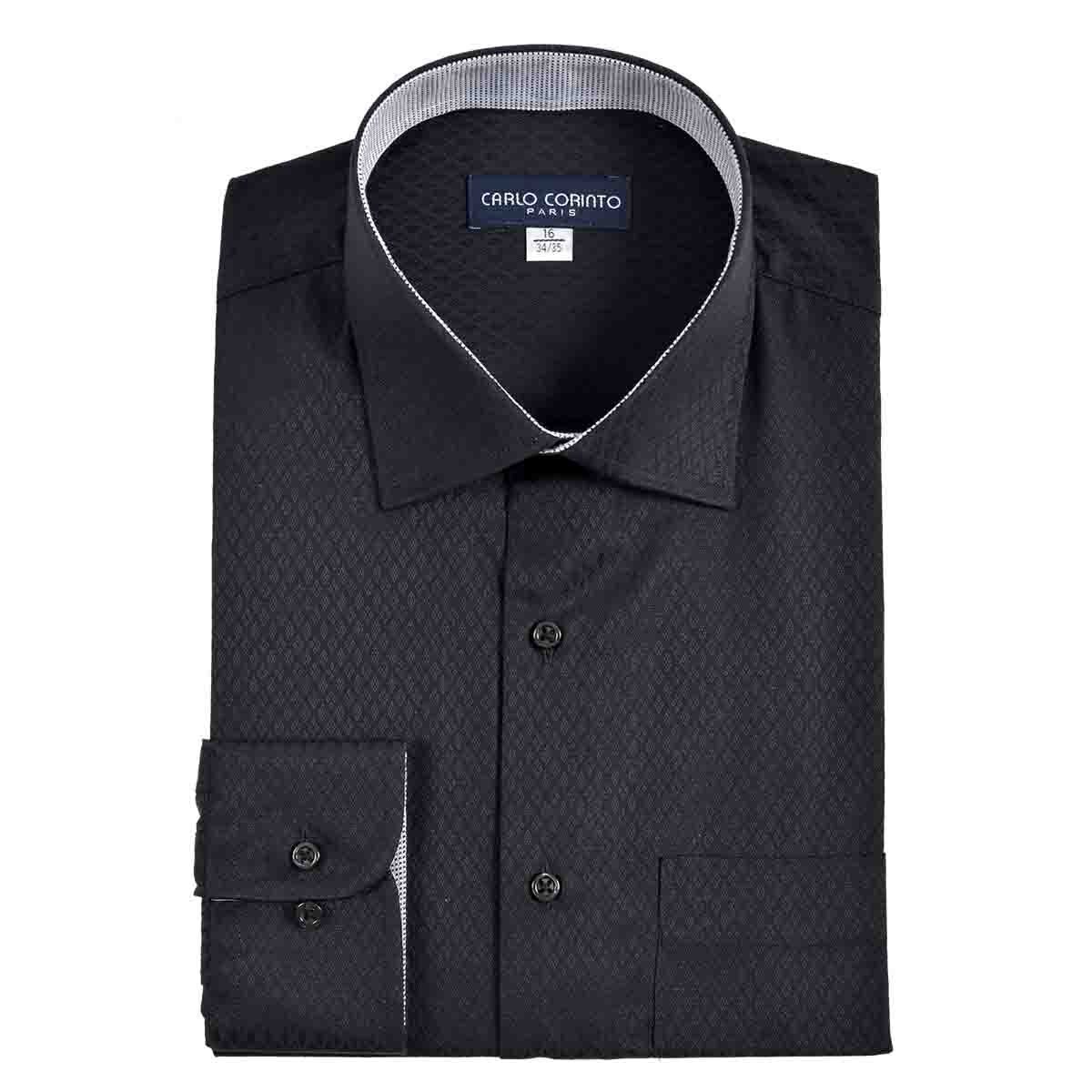 Camisa de Vestir Tradicional Negro Secf 10 Carlo Corinto para Caballero