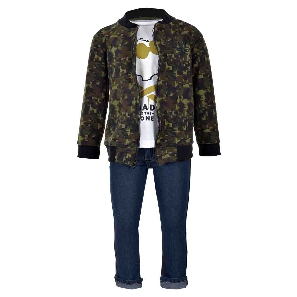Conjunto 3 Pzas Chamarra Bomber C Playera Manga Corta Y Pant Snoopy