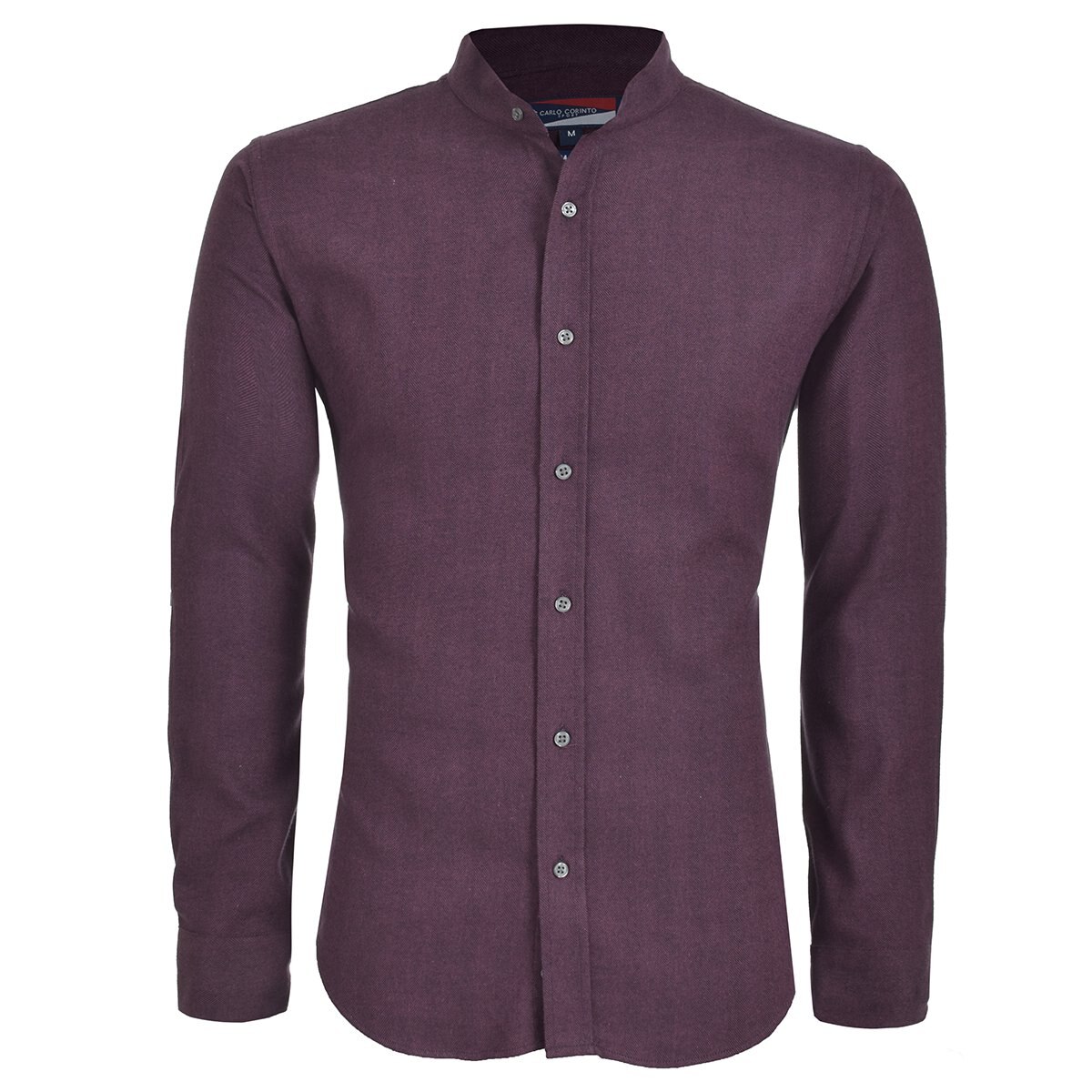 Camisa Casual Rojo Obscuro Manga Larga Slim Fit Carlo Corinto