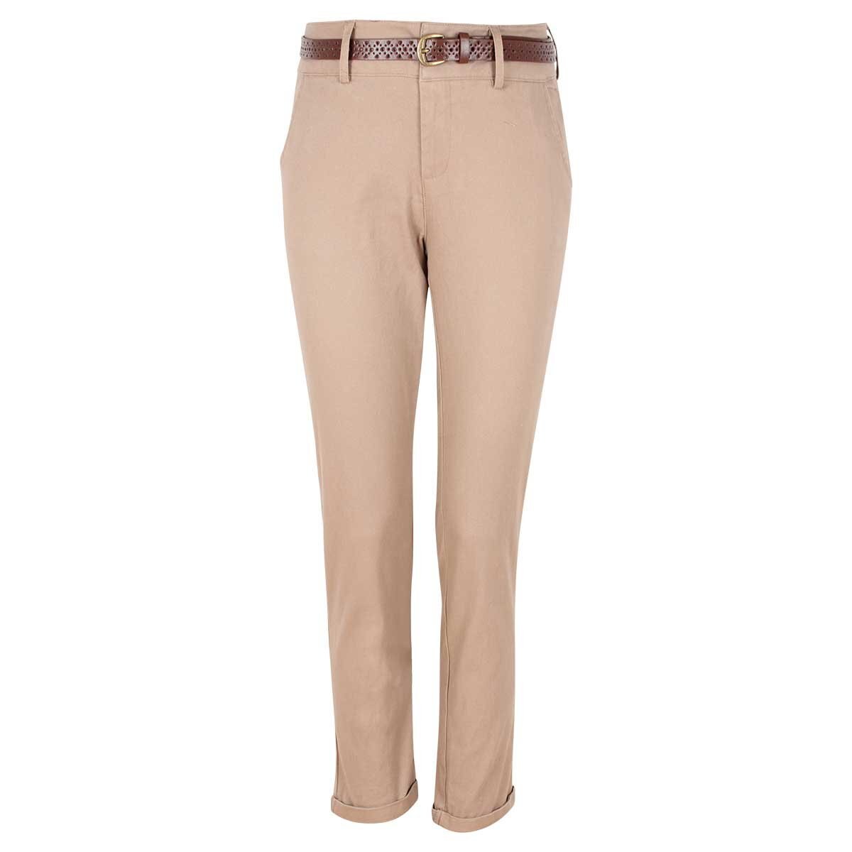Pantalón con Cinturón Y Bolsas Corte Recto Elle