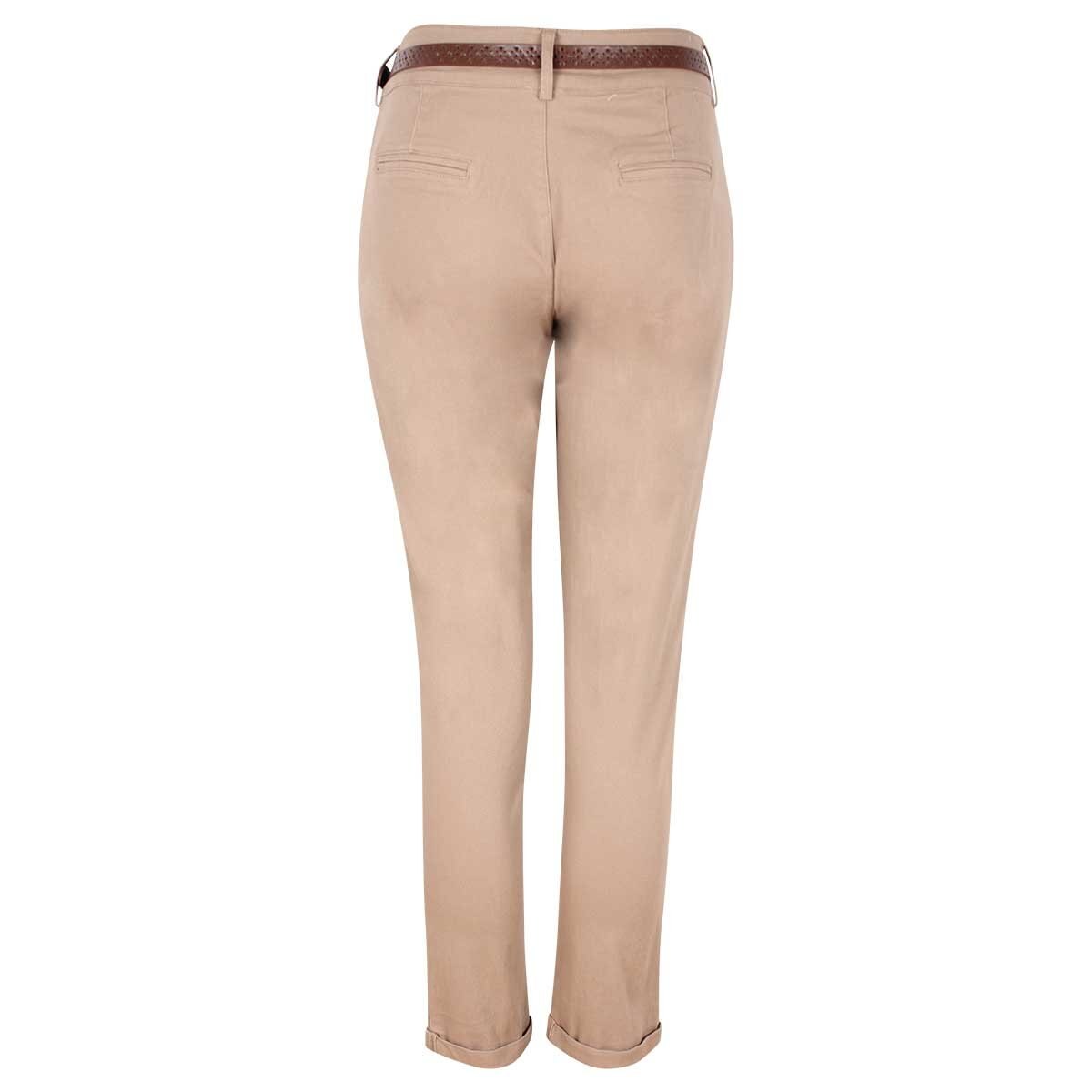 Pantalón con Cinturón Y Bolsas Corte Recto Elle