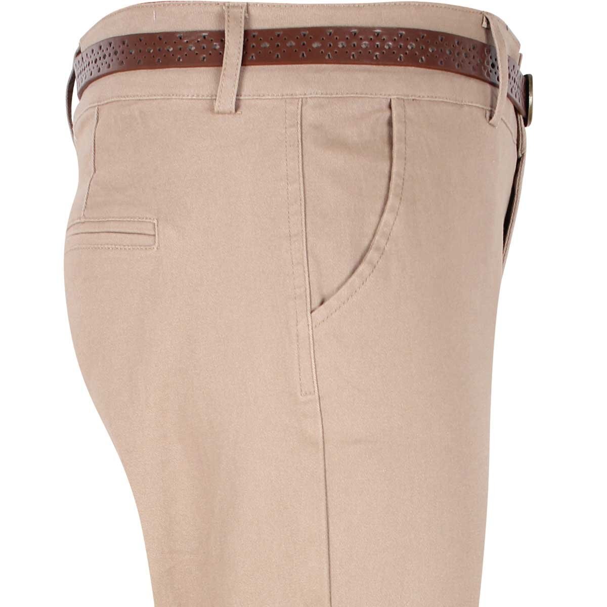 Pantalón con Cinturón Y Bolsas Corte Recto Elle