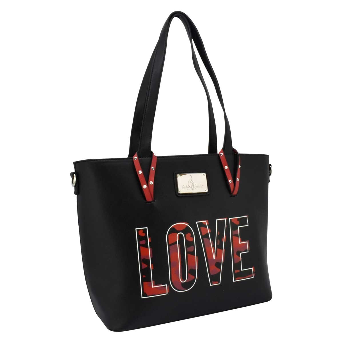 Bolso Tote Negro con Animnal Print Baby Phat