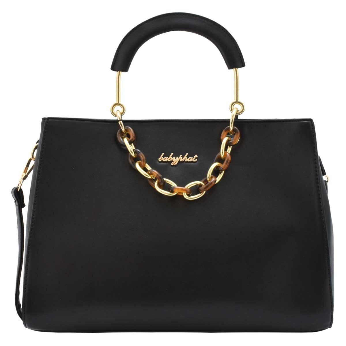 Bolso Satchel Negro con Cadena Colgante Baby Phat