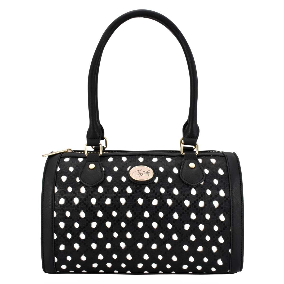 Bolso Bowler Negro con Animal Print Chatties